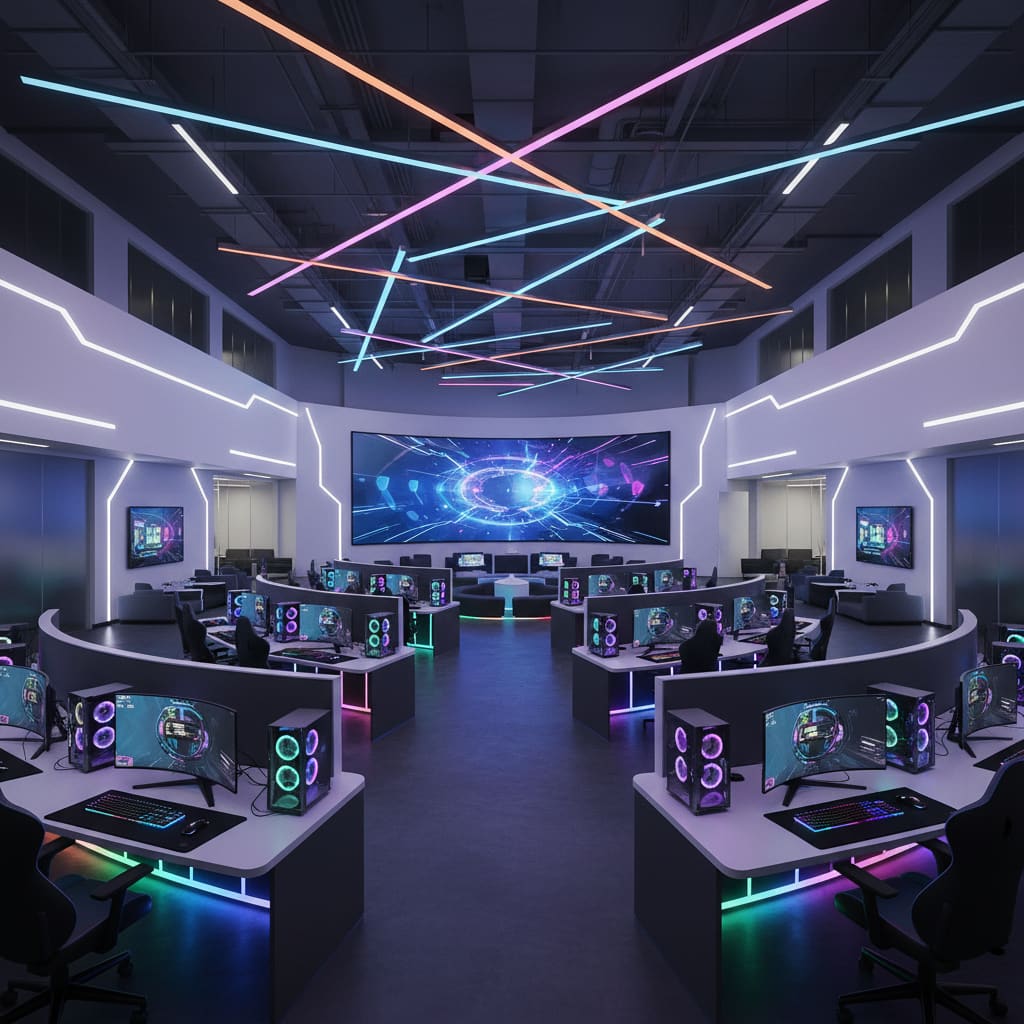 Moderner Esports-Bereich mit RGB-Beleuchtung